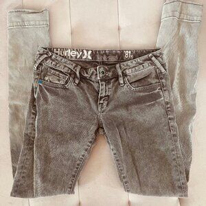 HURLEY 81 SKINNY Women’s Low Rise Faded Wash Brown Denim Jeans sz 27